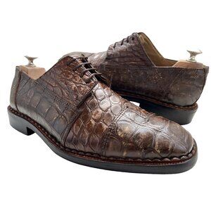 $1850 Martegani Mens Full Genuine ALLIGATOR CROCODILE Shoes 9 + Berluti Dust Bag